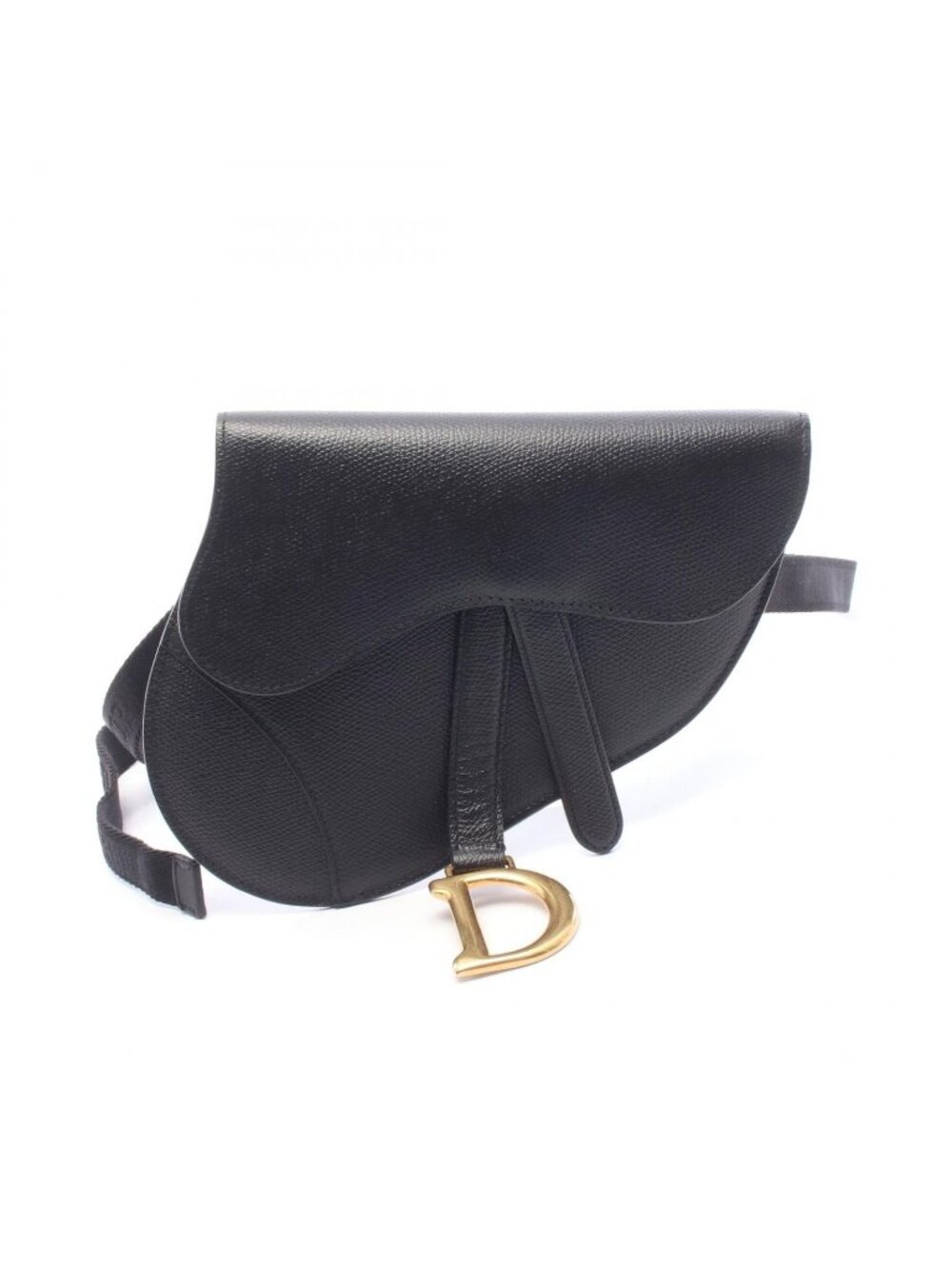 Dior Waist Bag Saddle Flat Belt Pouch Black Leather